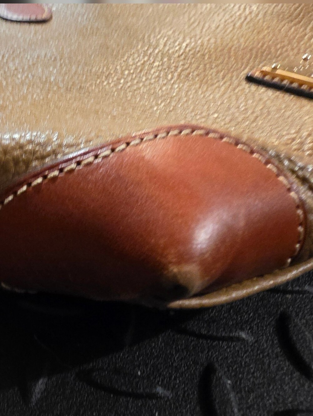 Dooney & Bourke Tan Pebbled Leather Satchel - Brown Trim - Picture 3 of 10